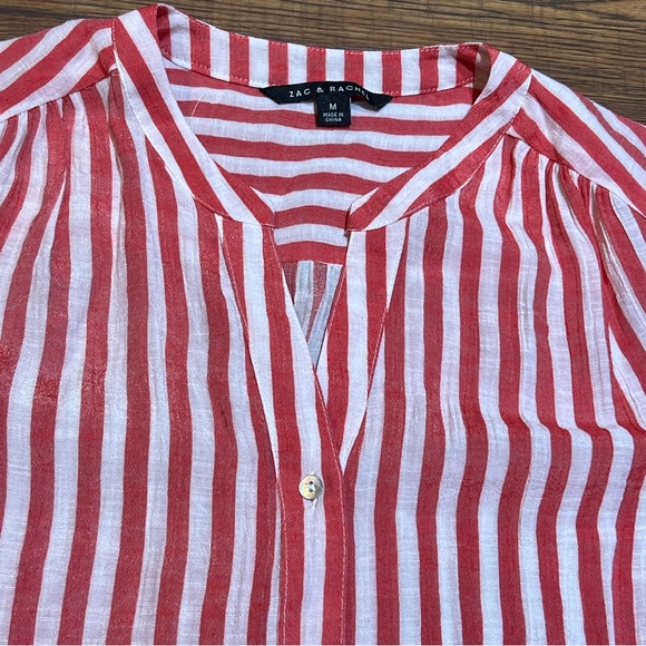 Zac & Rachel Striped Button Down Blouse Size Medium - Picture 3 of 6